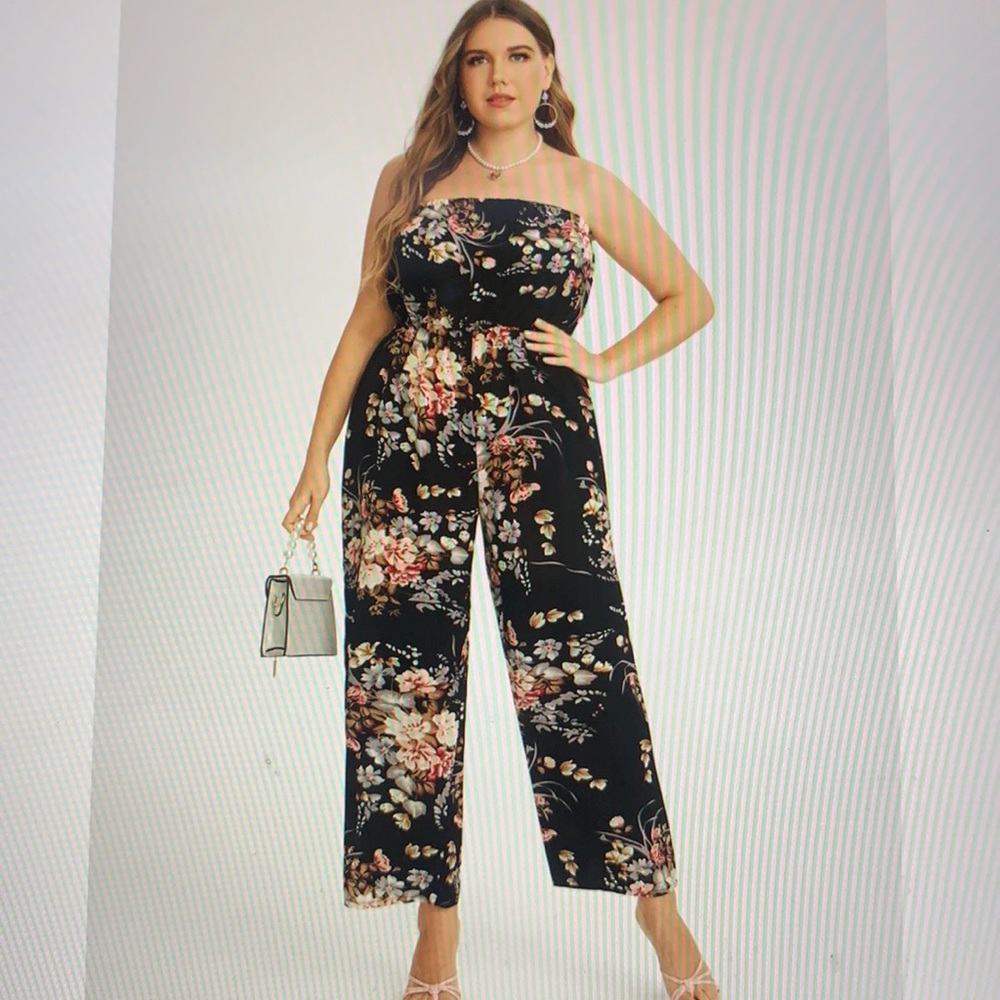 Floral tube top jumpsuit